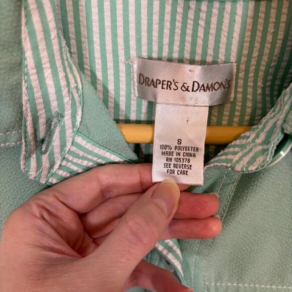 Mint Green Light Jacket Button Front Pockets Minimal Classic S | Light Summer - Picture 7 of 10